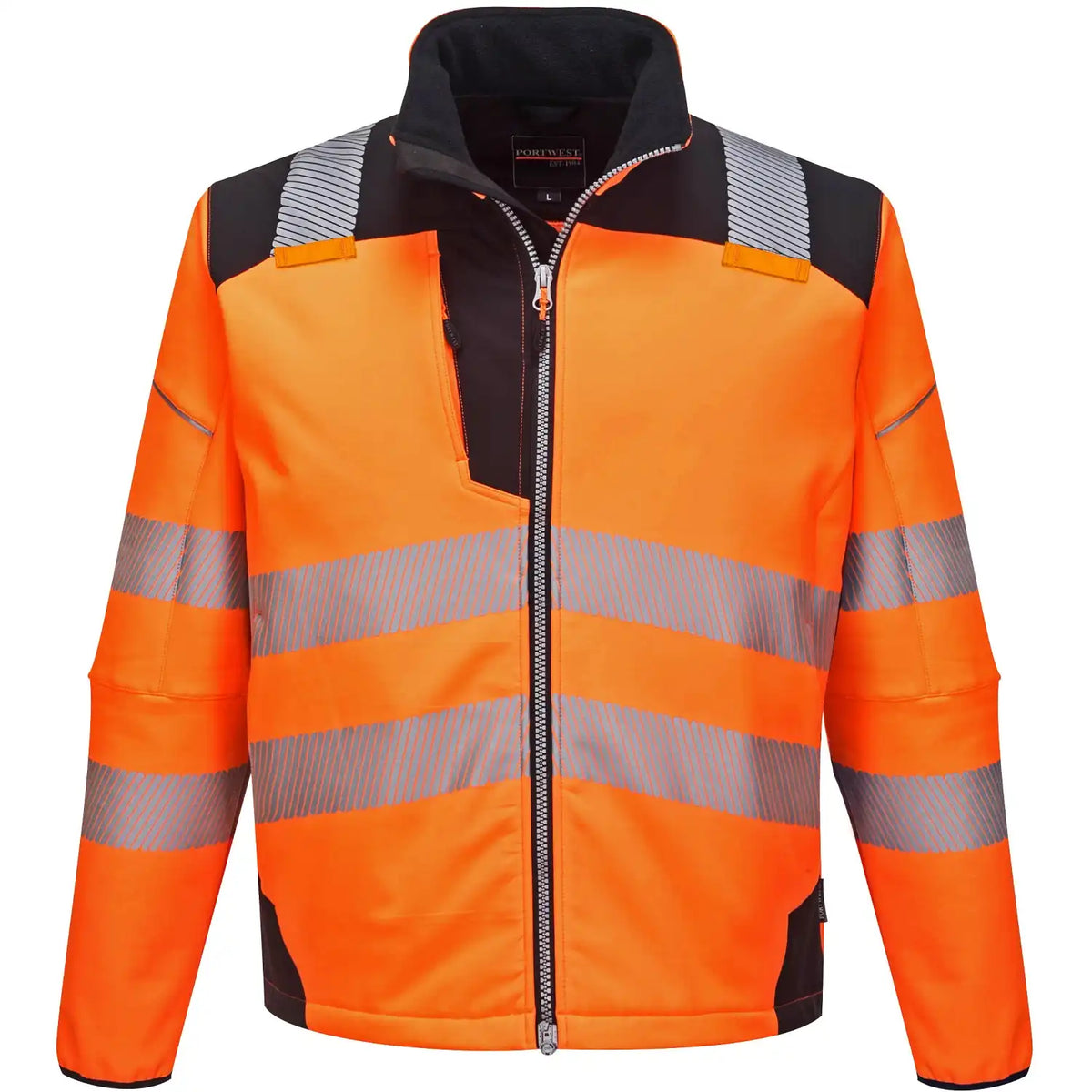 Portwest T402 PW3 Warnschutz Softshelljacke – orange/schwarz