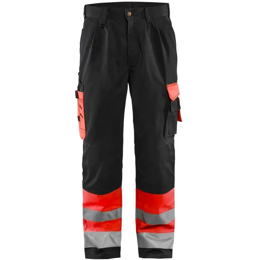 Blåkläder 1584 Warnschutz Bundhose HIGH-VIS – rot/schwarz