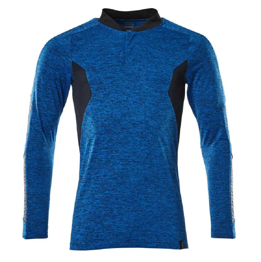 Mascot Coolmax Pro Accelerate Langarm-Poloshirt – azurblau/schwarzblau