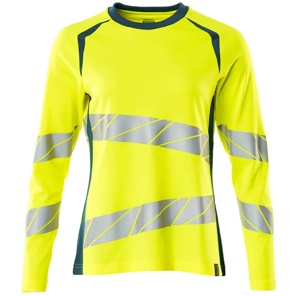 Mascot Damen Accelerate Safe Warn-Langarmshirt – gelb/dunkelpetroleum