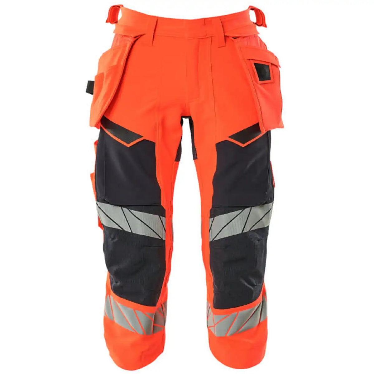 Mascot Accelerate Safe Warn-Dreiviertel-Hose – rot/schwarzblau