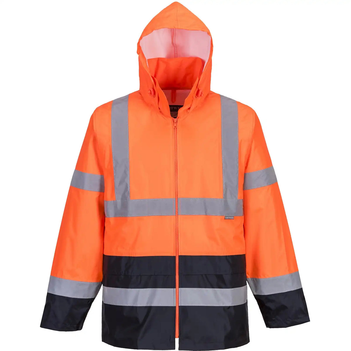 Portwest H443 Kontrast Warnschutz PVC-Regenjacke – orange/marine