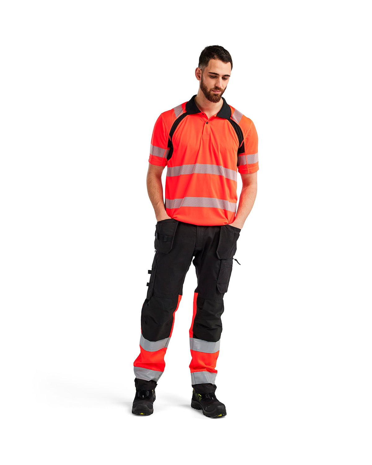 Blåkläder 3595 Warnschutz UV Poloshirt – rot/schwarz