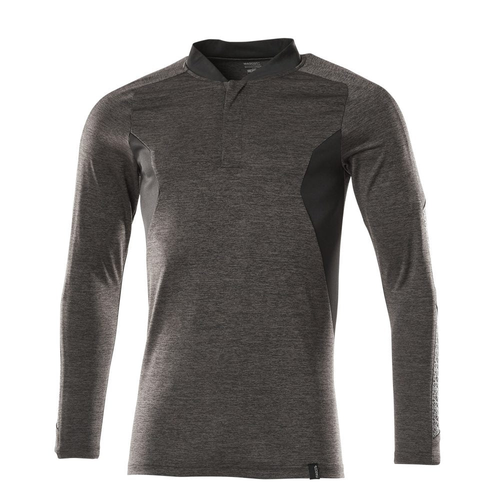 Mascot Coolmax Pro Accelerate Langarm-Poloshirt – dunkelanthrazit/schwarz