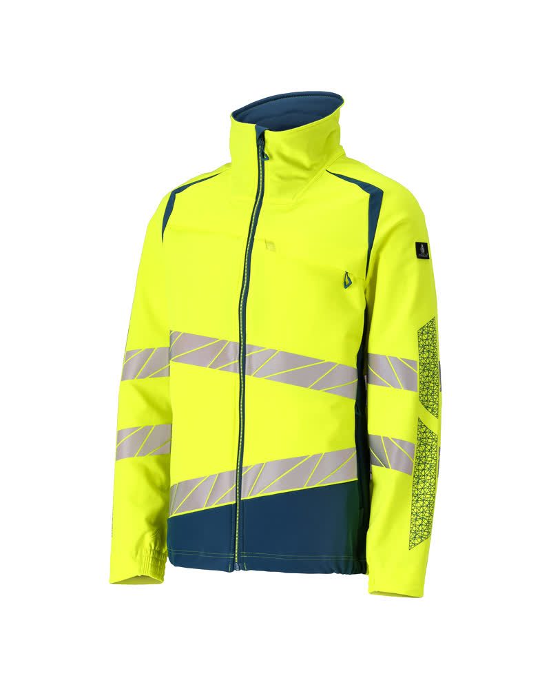 Mascot 19009 Warnschutz Stretch-Bundjacke – gelb/dunkelpetroleum