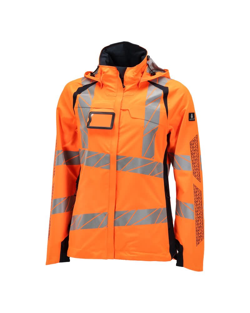 Mascot Damen Accelerate Safe Warnschutz Regenjacke – orange/schwarzblau