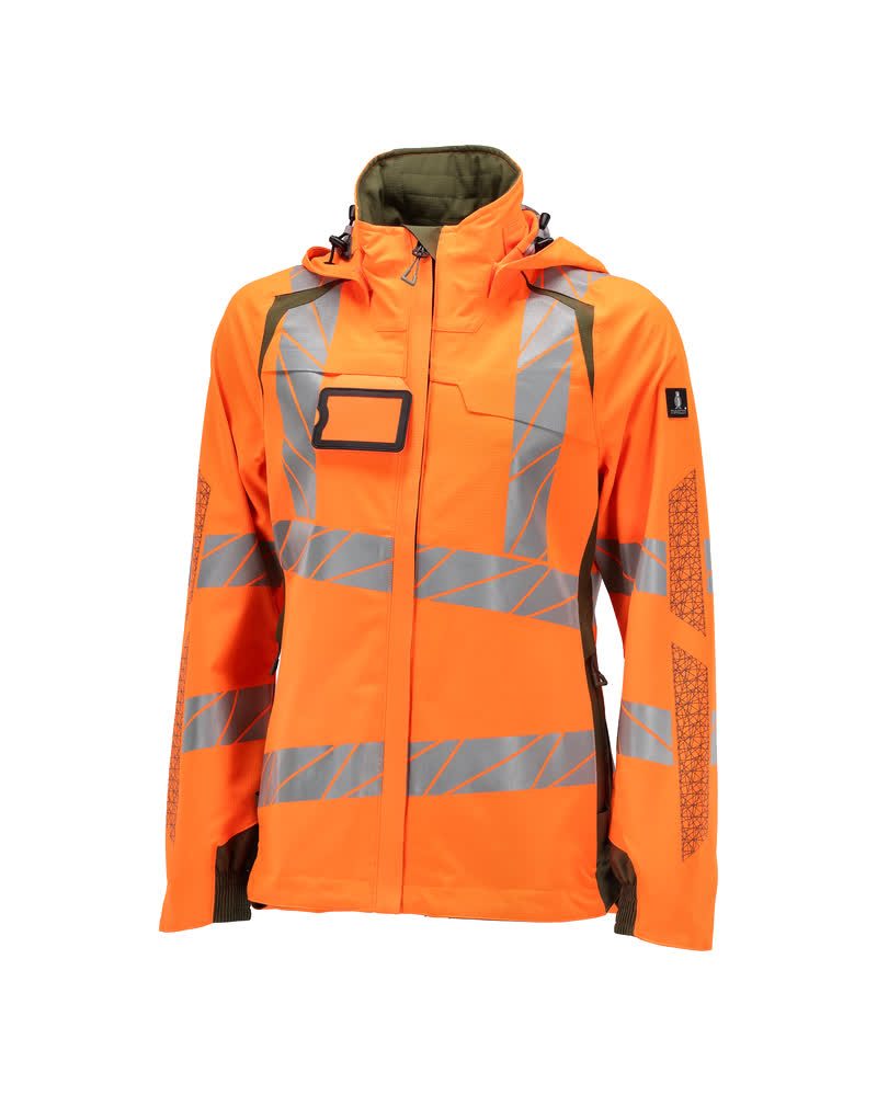 Mascot Damen Accelerate Safe Warnschutz Regenjacke – orange/moosgrün