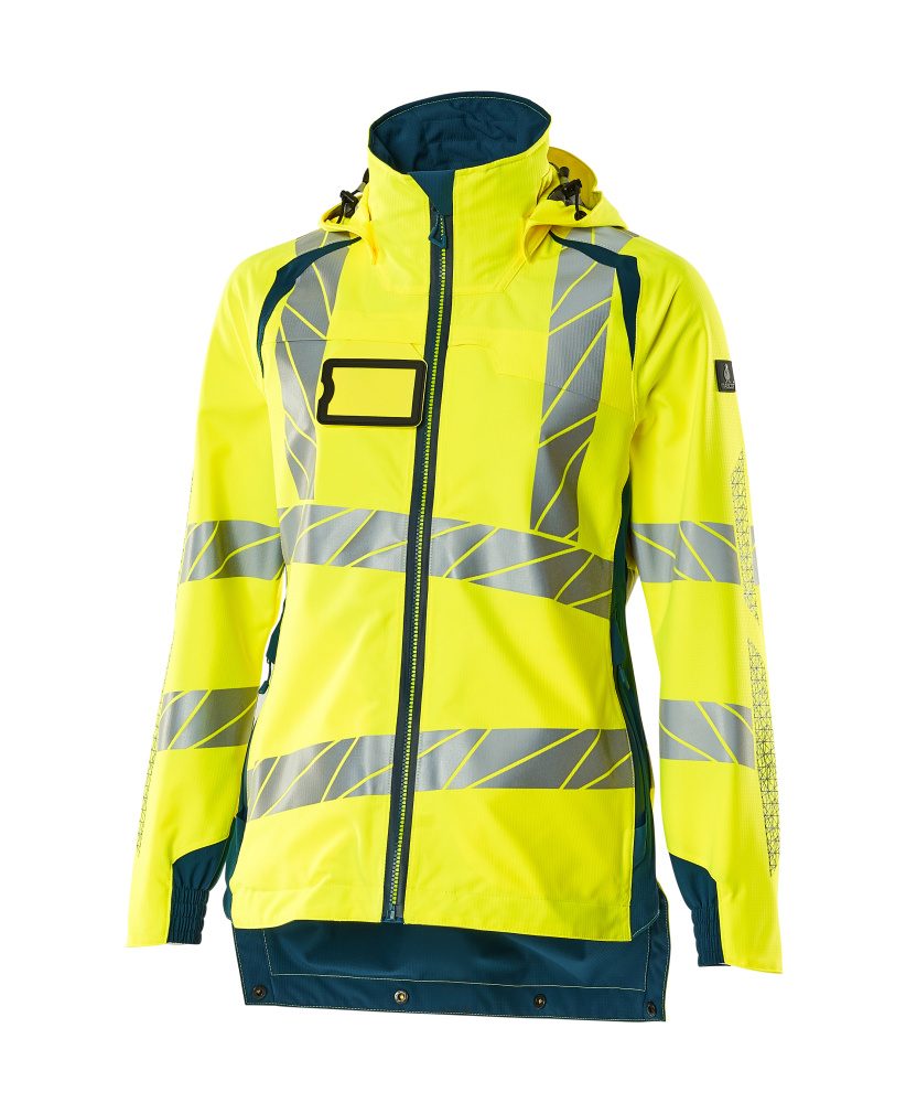 Mascot Damen Accelerate Safe Warnschutz Regenjacke – gelb/dunkelpetroleum