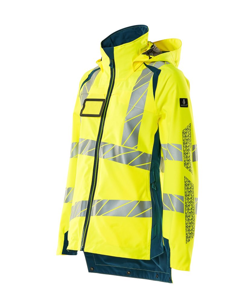 Mascot Damen Accelerate Safe Warnschutz Regenjacke – gelb/dunkelpetroleum