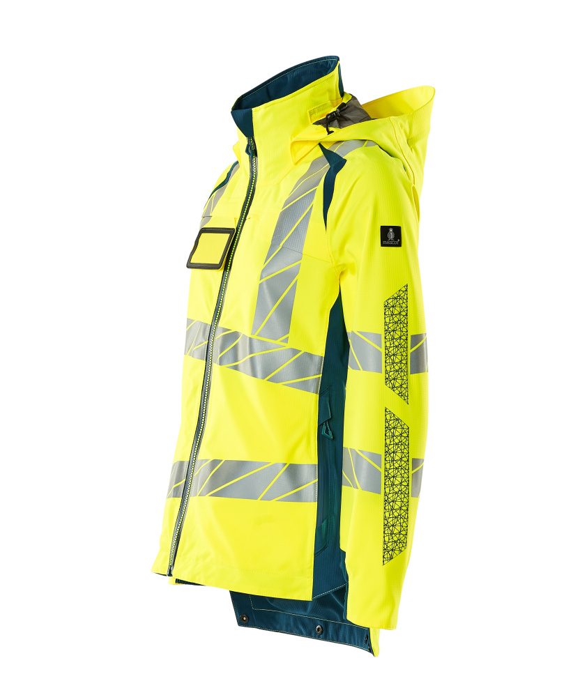 Mascot Damen Accelerate Safe Warnschutz Regenjacke – gelb/dunkelpetroleum