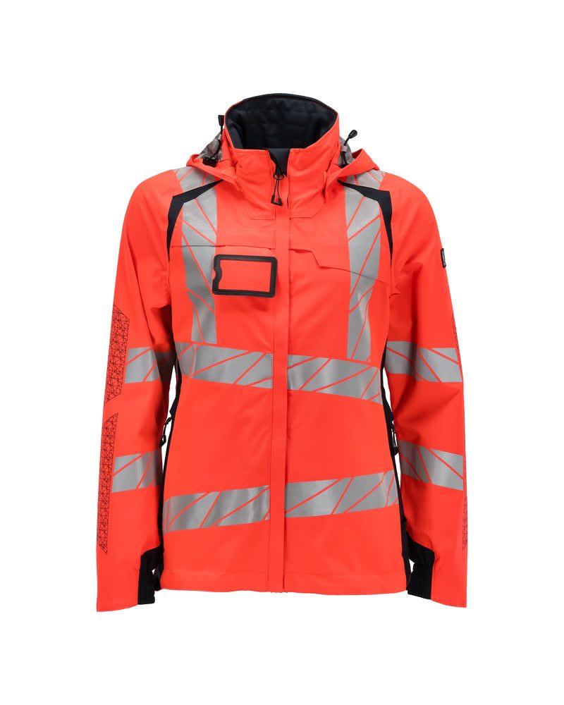 Mascot Damen Accelerate Safe Warnschutz Regenjacke – rot/schwarzblau