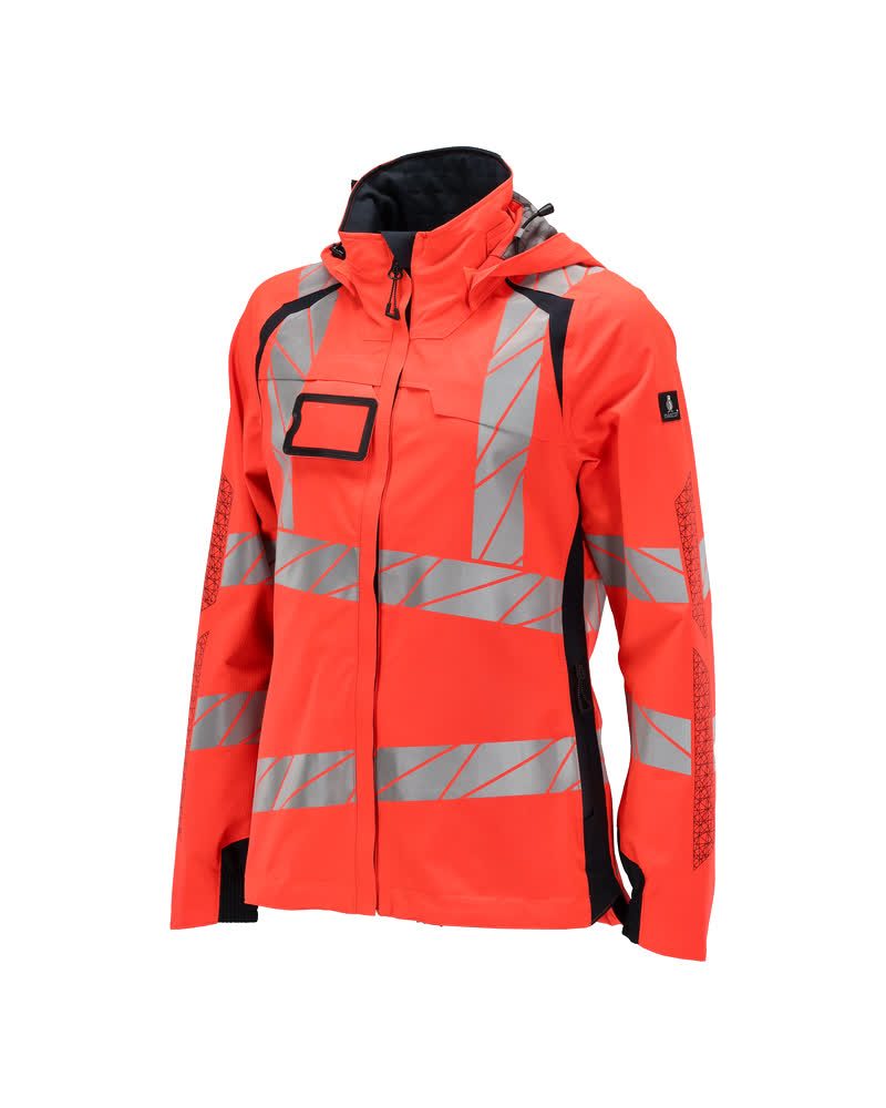 Mascot Damen Accelerate Safe Warnschutz Regenjacke – rot/schwarzblau