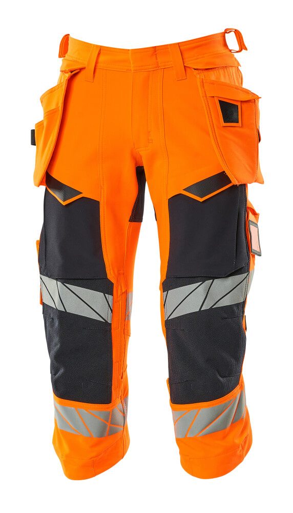 Mascot Accelerate Safe Warn-Dreiviertel-Hose – orange/schwarzblau