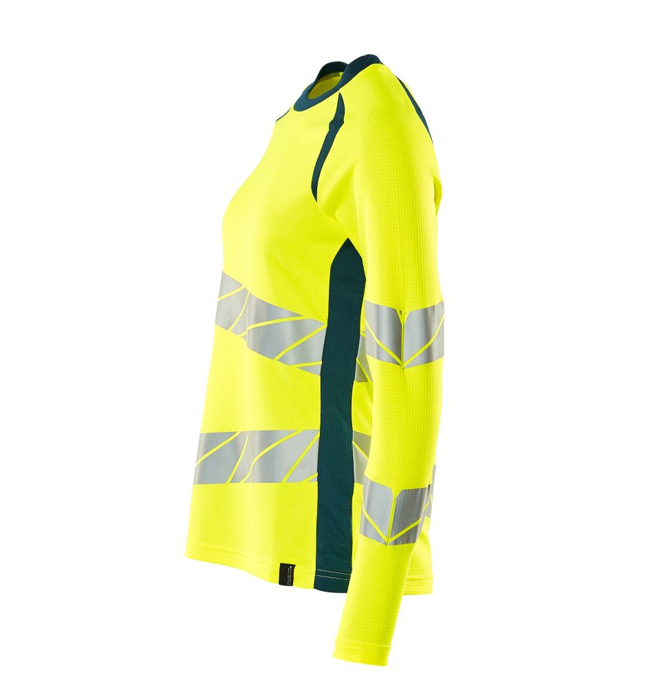 Mascot Damen Accelerate Safe Warn-Langarmshirt – gelb/dunkelpetroleum
