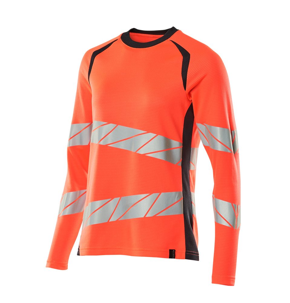 Mascot Damen Accelerate Safe Warn-Langarmshirt – rot/schwarzblau