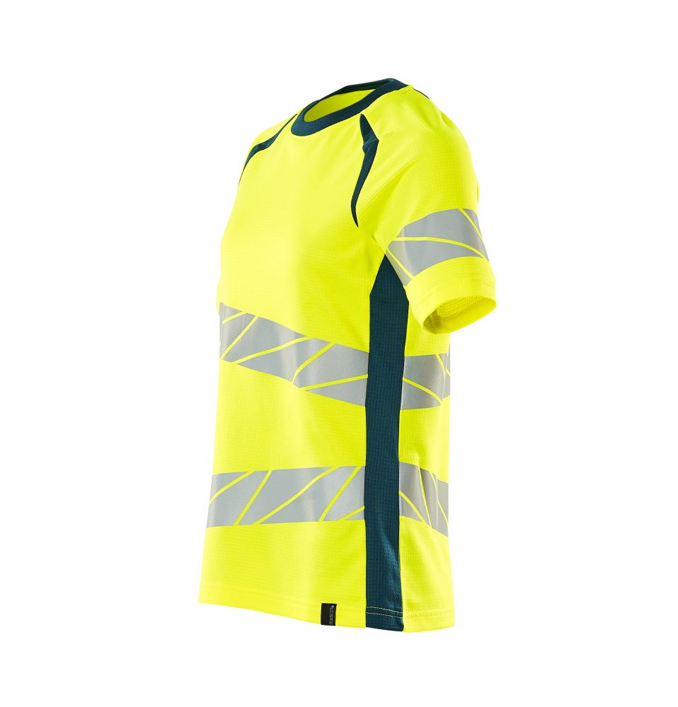 Mascot Damen Accelerate Safe Warnschutz T-Shirt – gelb/dunkelpetroleum