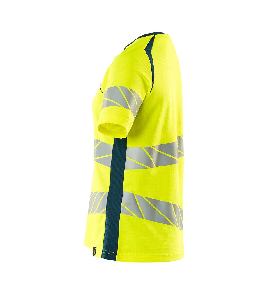 Mascot Damen Accelerate Safe Warnschutz T-Shirt – gelb/dunkelpetroleum