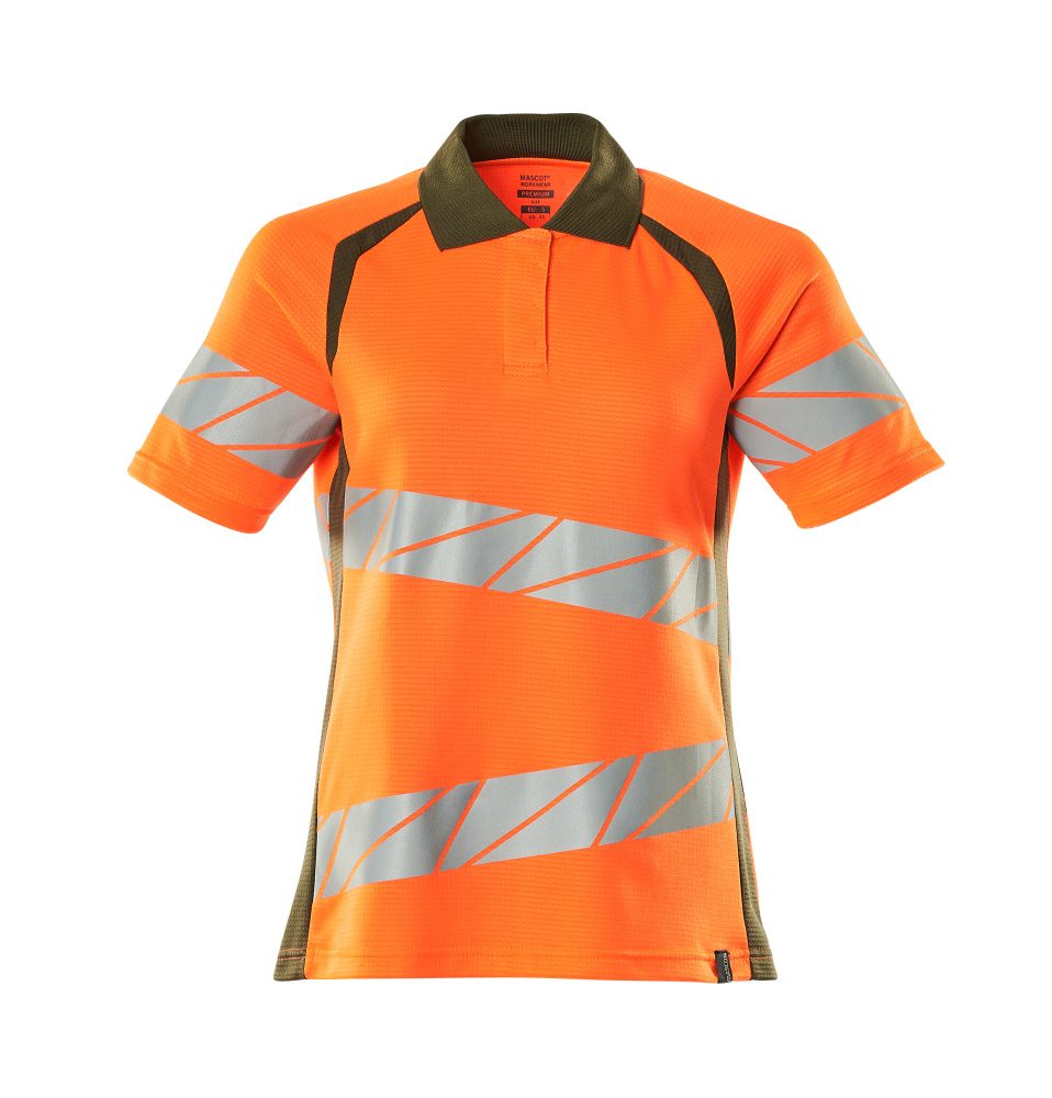 Mascot Damen Accelerate Safe Warnschutz Polo-Shirt – orange/moosgrün