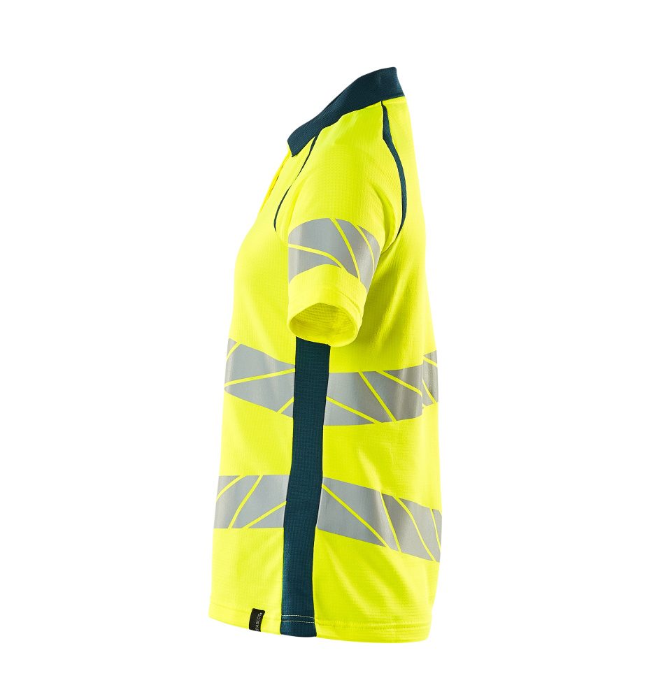 Mascot Damen Accelerate Safe Warnschutz Polo-Shirt – gelb/dunkelpetroleum