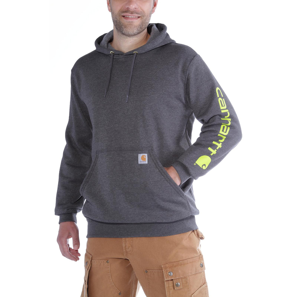 Carhartt Kapuzenpullover Sleeve Logo Hooded Sweatshirt in Carbon Heather - workXperts