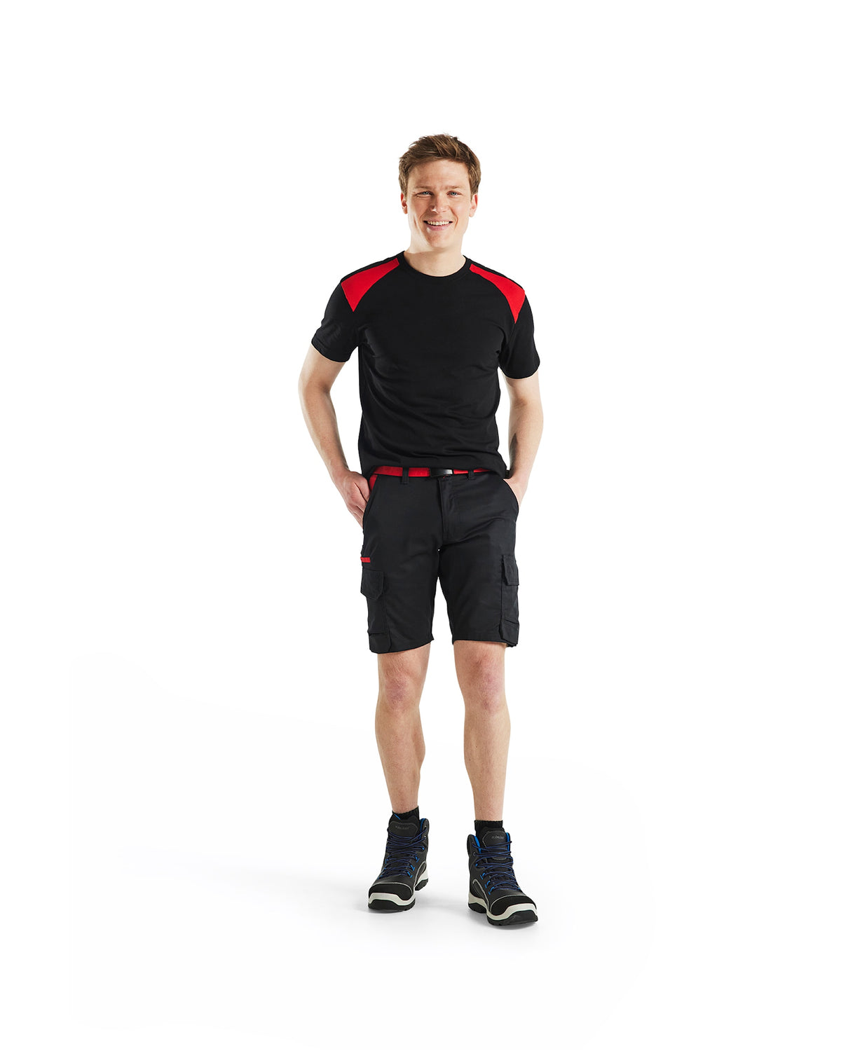 Blåkläder 1446 Industrie Stretch Shorts – schwarz/rot