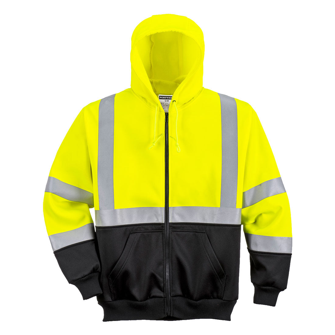 Portwest B315 Warnschutz Kapuzen Sweatjacke – gelb/schwarz