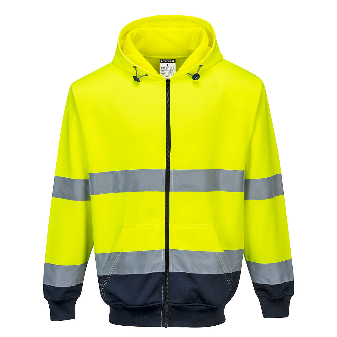 Portwest B317 Warnschutz Kapuzen-Sweatjacke – gelb/marine