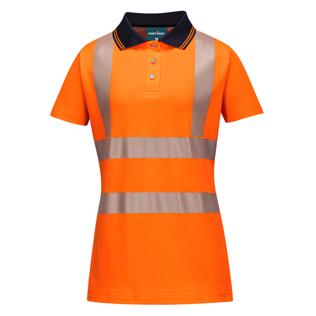 Portwest Damen LW72 Warnschutz Polo-Shirt – orange/schwarz