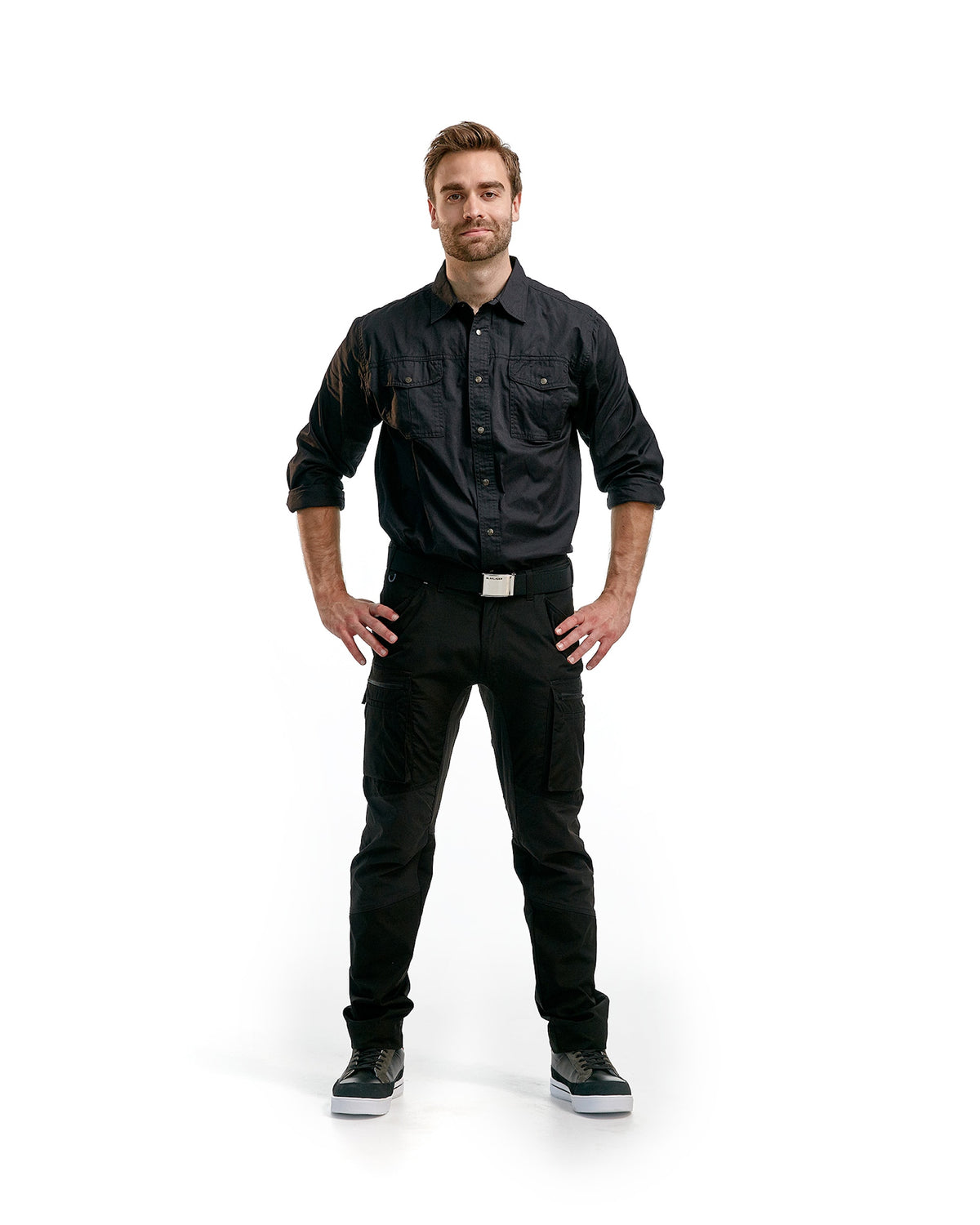 Blåkläder 3297 langarm Baumwoll-Arbeitshemd – schwarz