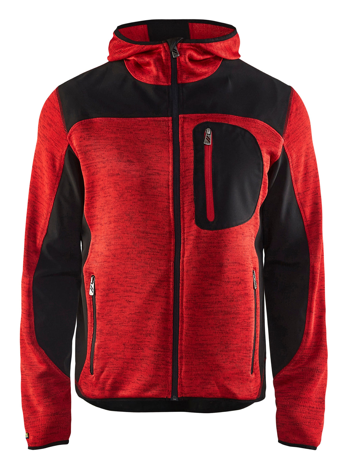 Blåkläder 4930 mit Softshell Strickjacke – rot/schwarz