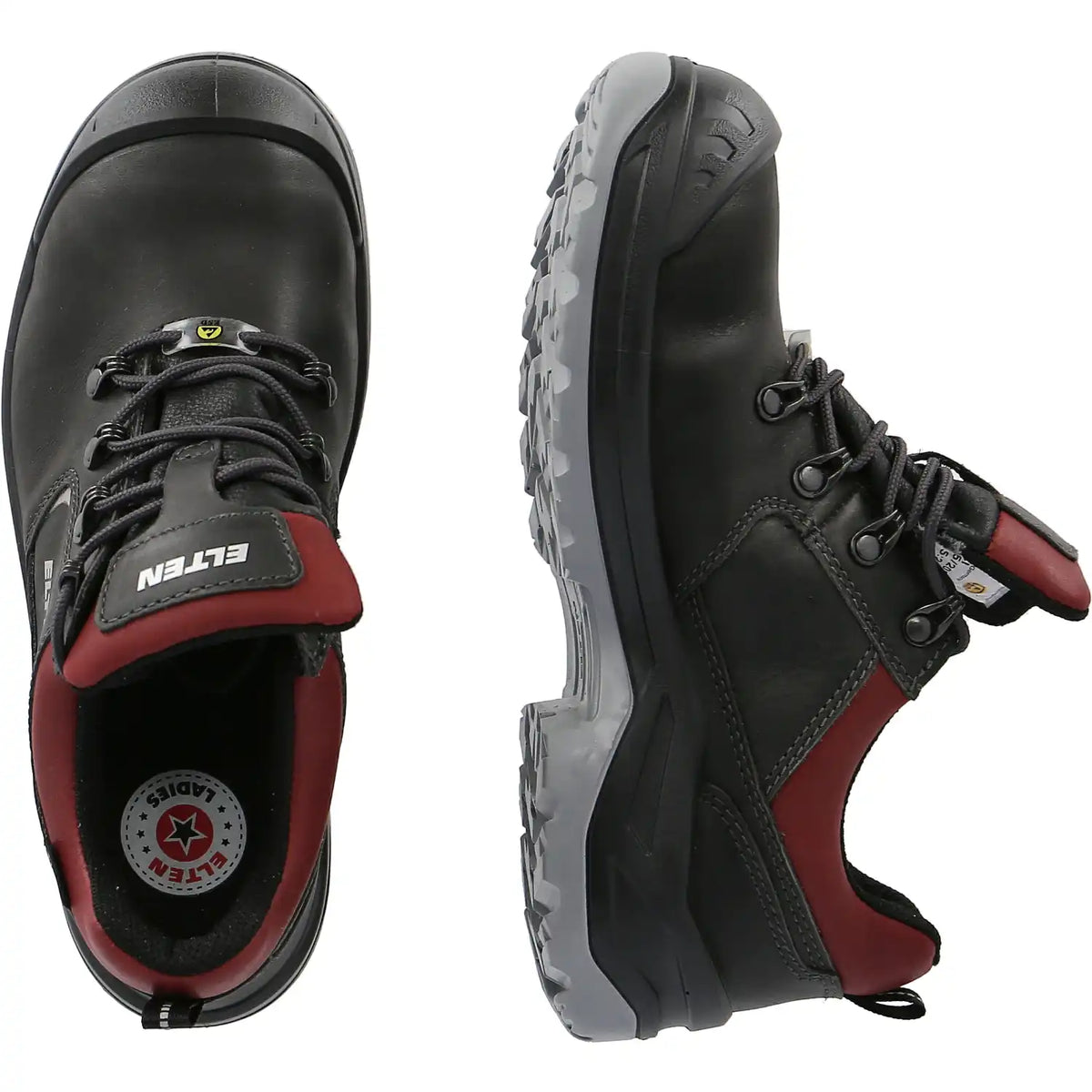 Elten Damen Lena GTX BLACK-RED LOW S3 Halbschuh schwarz – schwarz