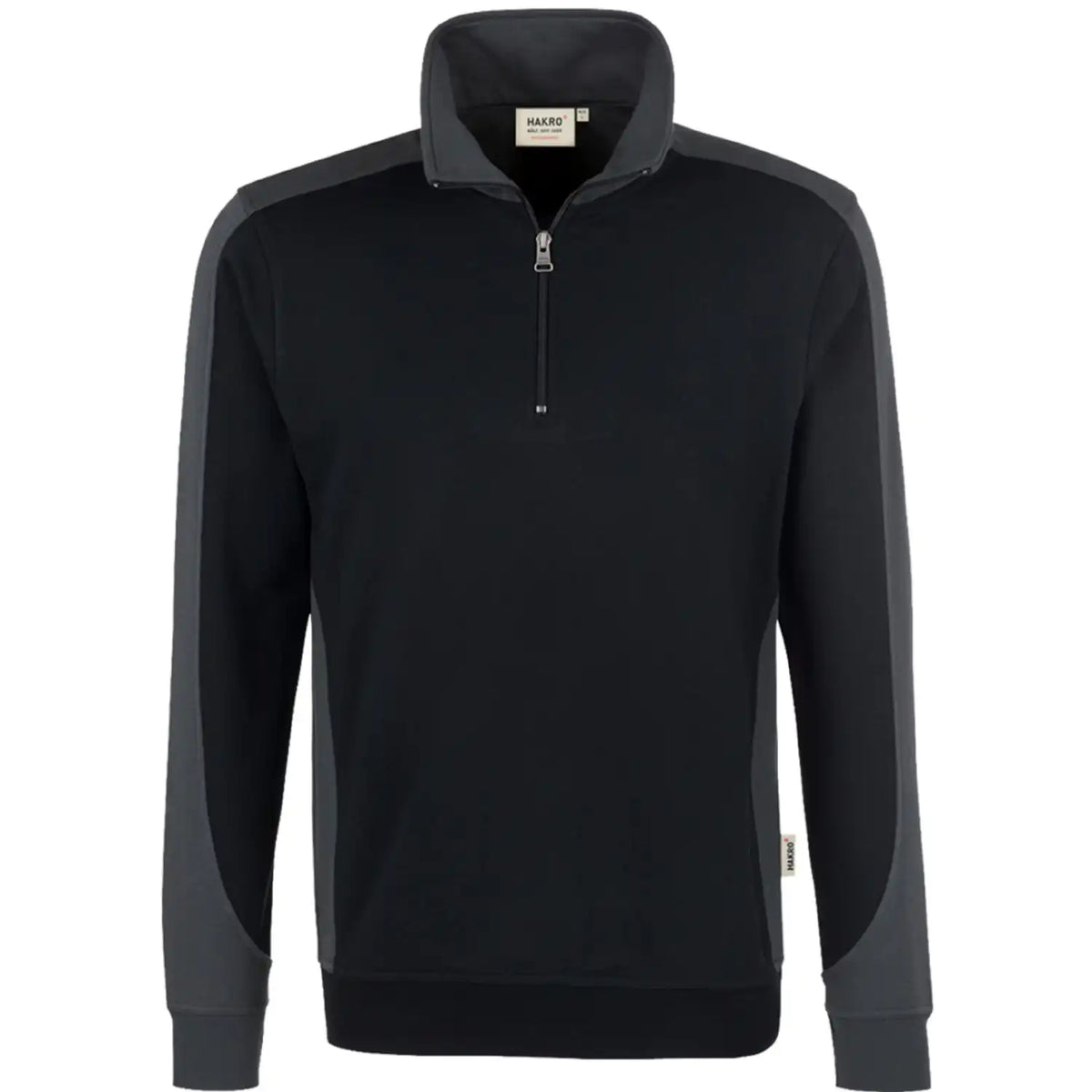 Hakro Performance 476 Zip-Sweatshirt Contrast – schwarz