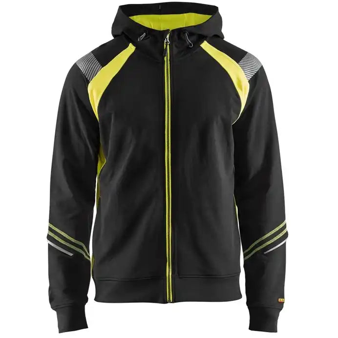 Blåkläder 3433 Kapuzen-Sweatjacke – schwarz/gelb