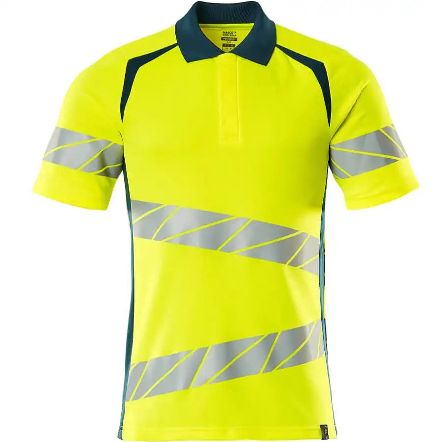 Mascot Accelerate Safe Warnschutz Polo-Shirt – gelb/dunkelpetroleum