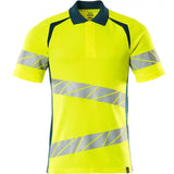 Mascot Accelerate Safe Warnschutz Polo-Shirt – gelb/dunkelpetroleum