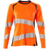 Mascot Damen Accelerate Safe Warn-Langarmshirt – orange/schwarzblau