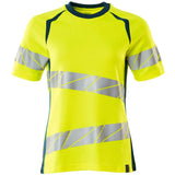 Mascot Damen Accelerate Safe Warnschutz T-Shirt – gelb/dunkelpetroleum