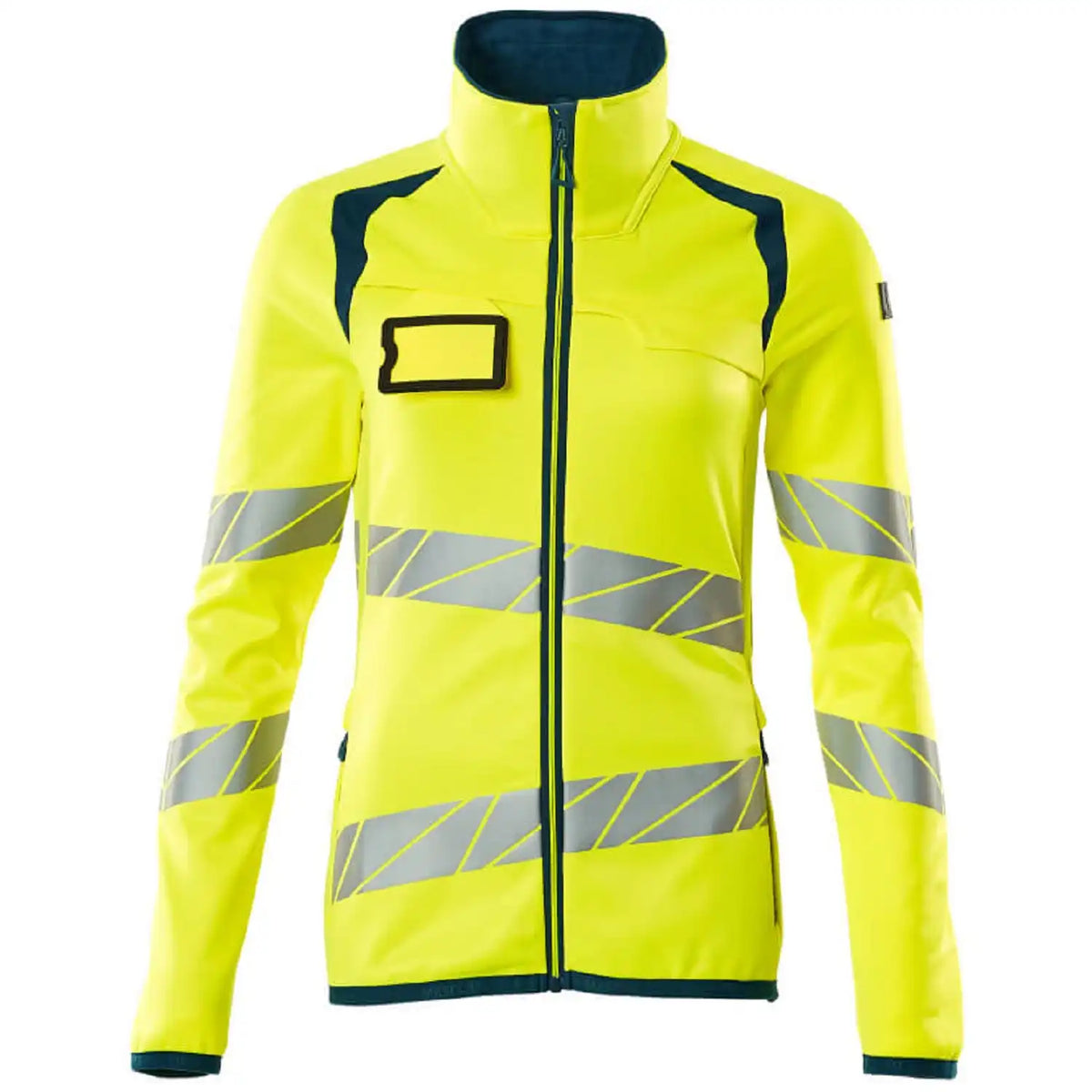 Mascot Damen Accelerate Safe Warn-Fleecejacke – gelb/dunkelpetroleum