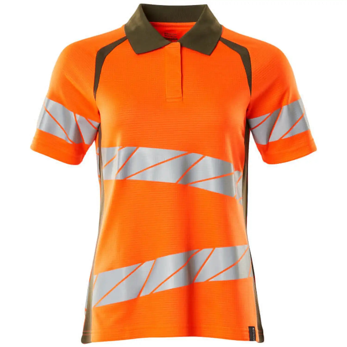 Mascot Damen Accelerate Safe Warnschutz Polo-Shirt – orange/moosgrün