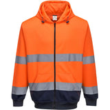 Portwest B317 Warnschutz Kapuzen-Sweatjacke – orange/marine