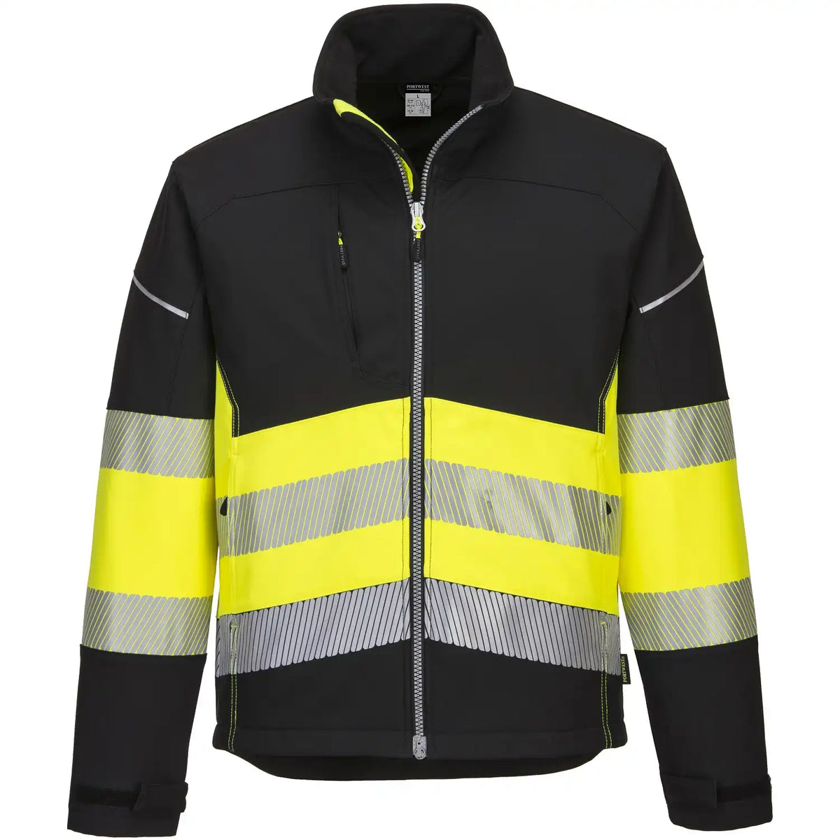 Portwest PW375 PW3 Kl.1 Warnschutz Softshelljacke – schwarz/gelb