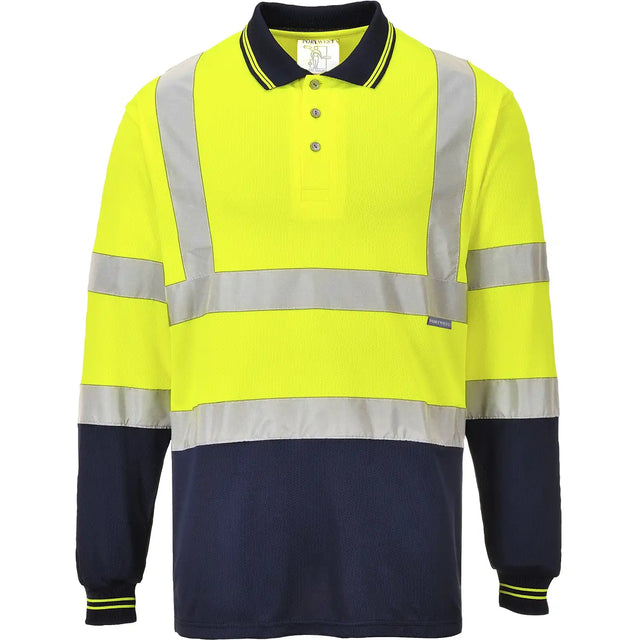 Portwest S279 Warnschutz Langarm Poloshirt – gelb/marine