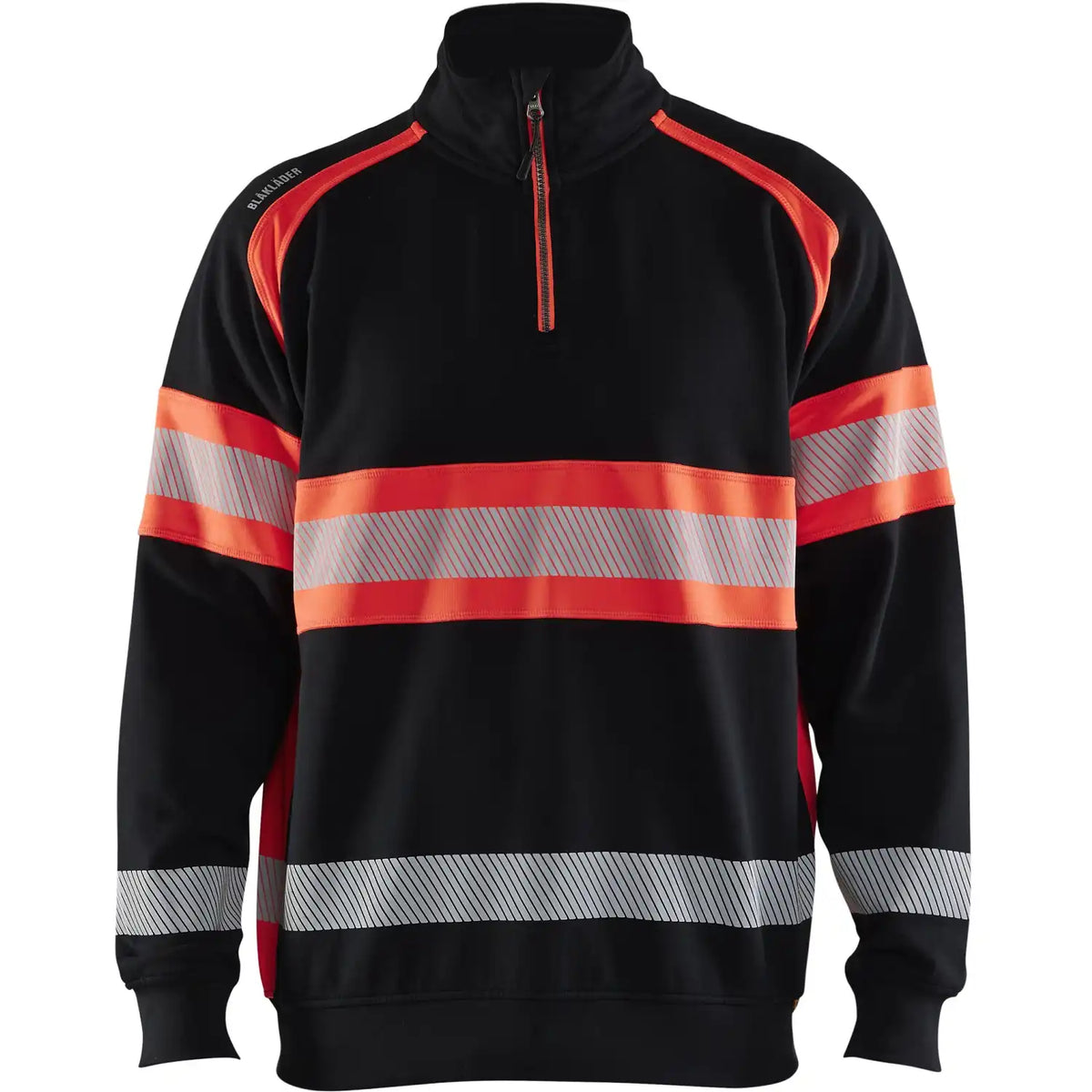 Blåkläder 3553 Warnschutz Zip-Sweatshirt Kl. 1 – schwarz/rot