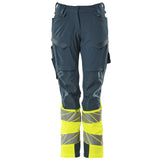 Mascot K1 Acceleratesafe Dame Warn Stretchbundhose – dunkelpetroleum/gelb