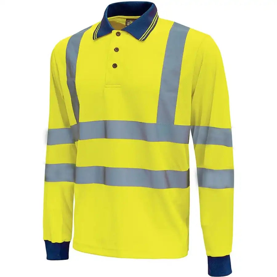 U-Power Shine Warnschutz Langarm Polo-Shirt – yellow