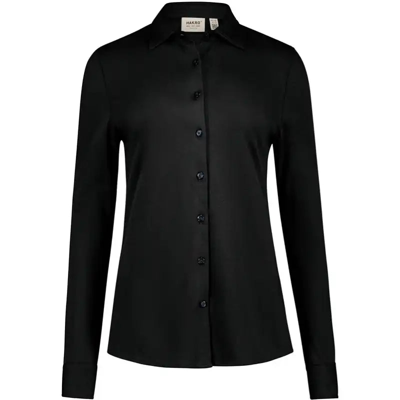Hakro Cotton TEC 136 langarm Bluse – schwarz