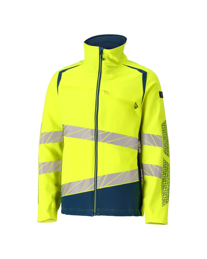 Mascot 19009 Warnschutz Stretch-Bundjacke – gelb/dunkelpetroleum