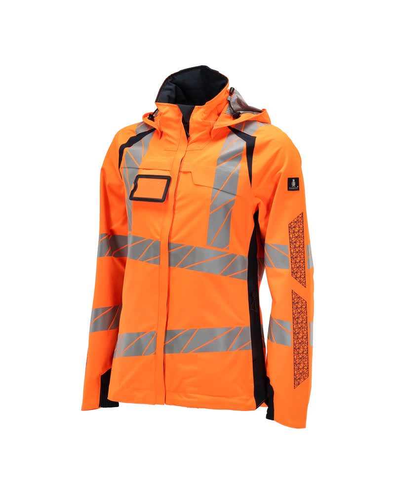 Mascot Damen Accelerate Safe Warnschutz Regenjacke – orange/schwarzblau