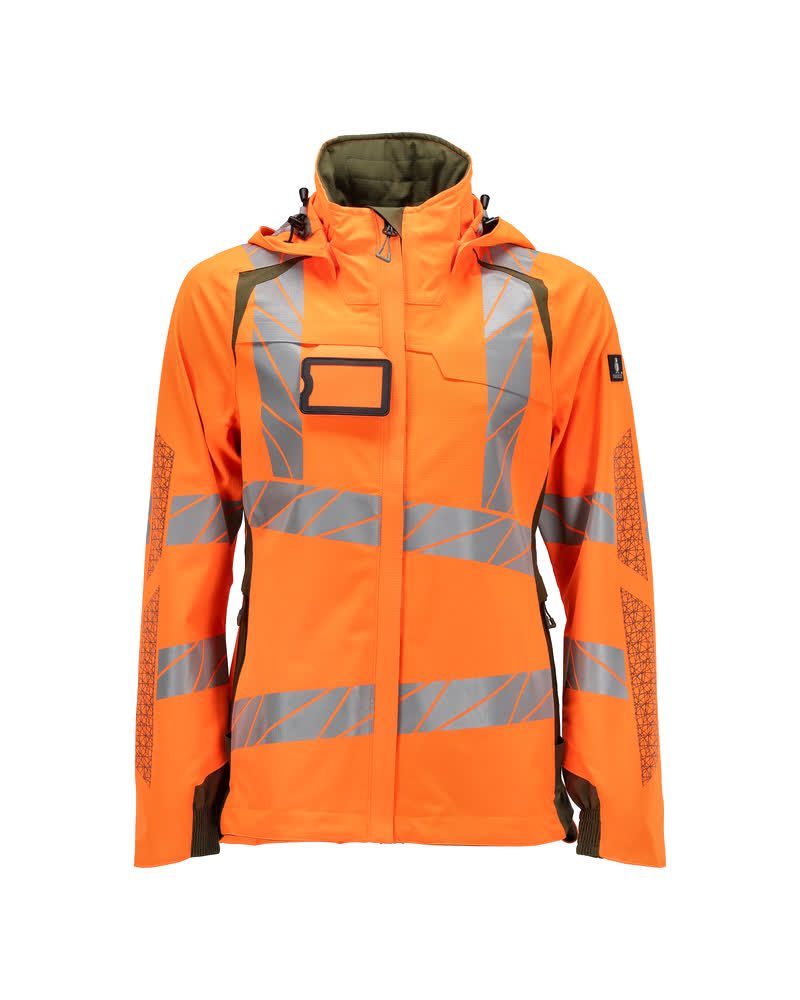 Mascot Damen Accelerate Safe Warnschutz Regenjacke – orange/moosgrün