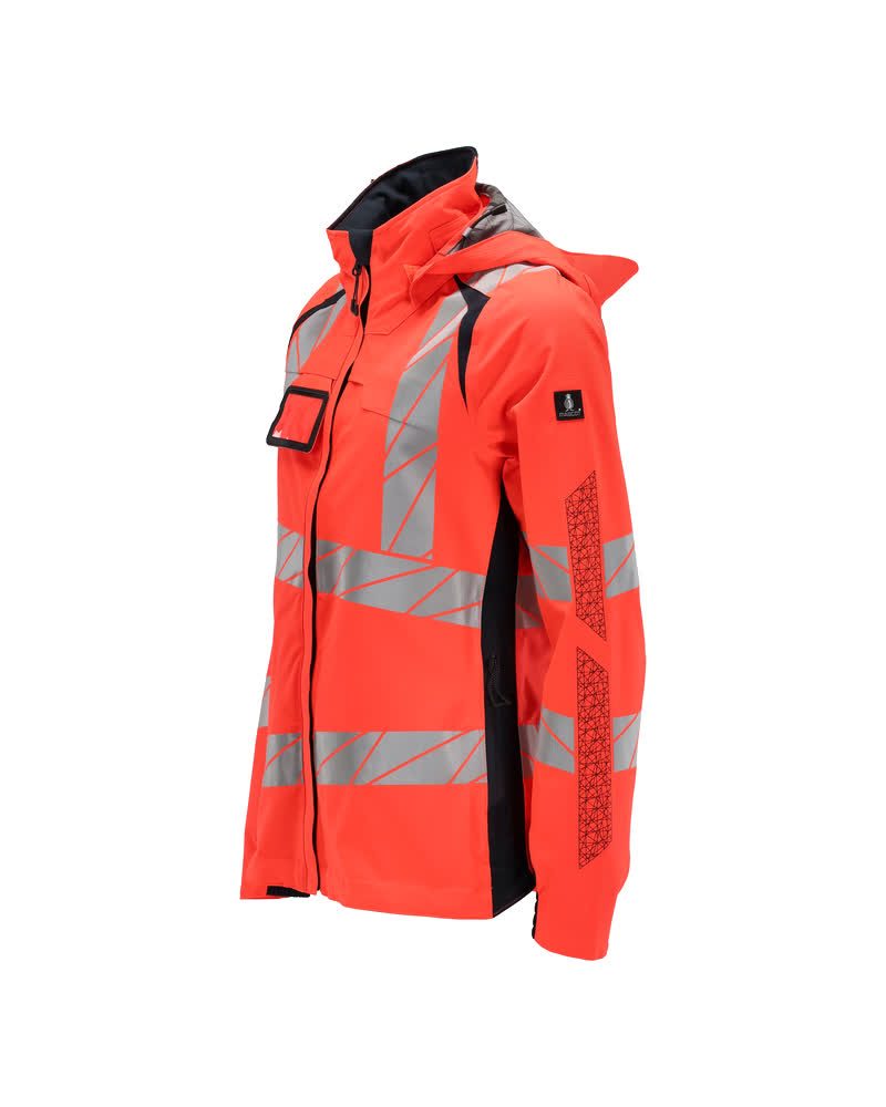 Mascot Damen Accelerate Safe Warnschutz Regenjacke – rot/schwarzblau
